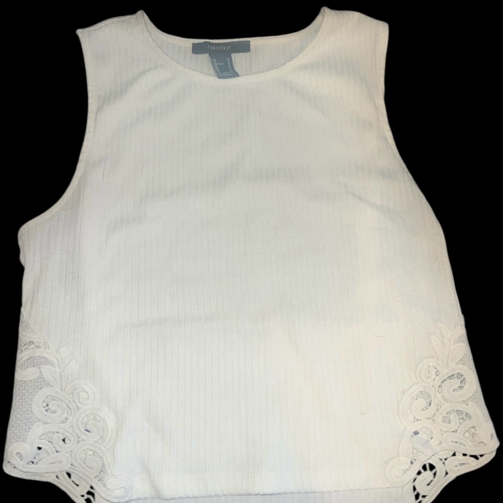 Forever 21 White Lace Detail Tank Top
